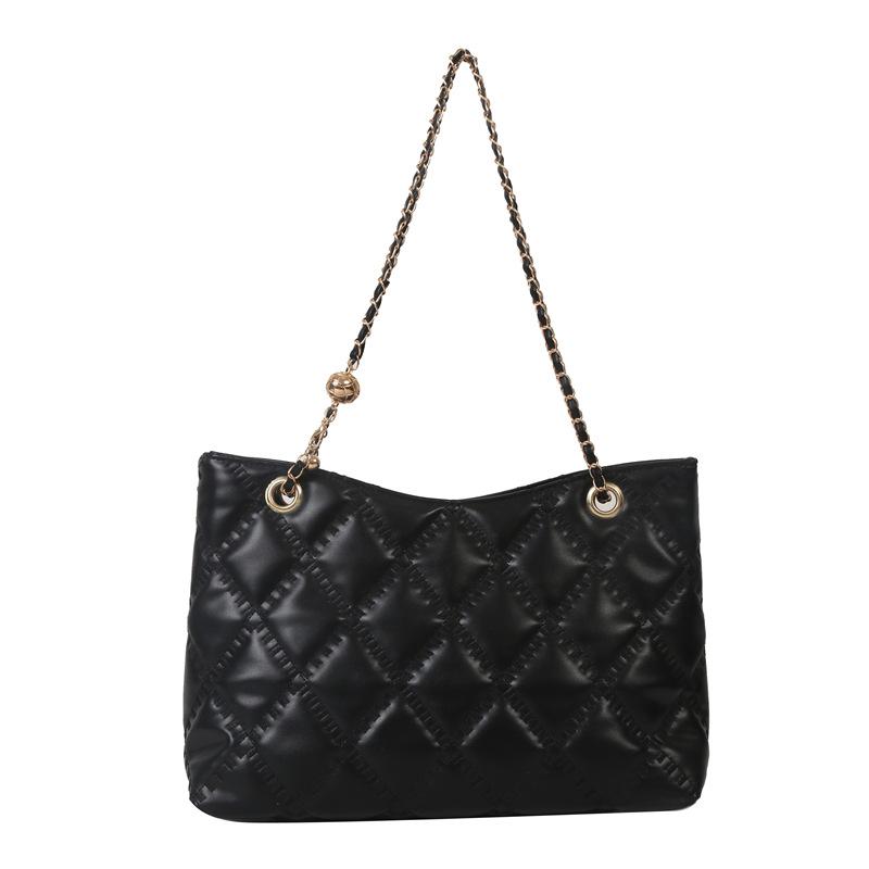 

New sense shoulder support bag versatile chain solid color messenger bag support bag high sense commuter big bag women чёрный