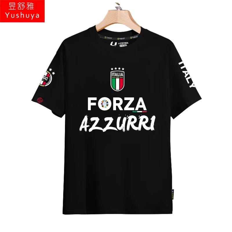 Italy Team European Cup World Cup Football Fan Uniform Short Sleeved T-shirt Men's and Women's 3D Printed T-shirt Summer