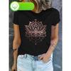 Boho Blumenmuster T-Shirt Damen Kurzarm Rundhals Lässiges Boho Blumenprint T-Shirt