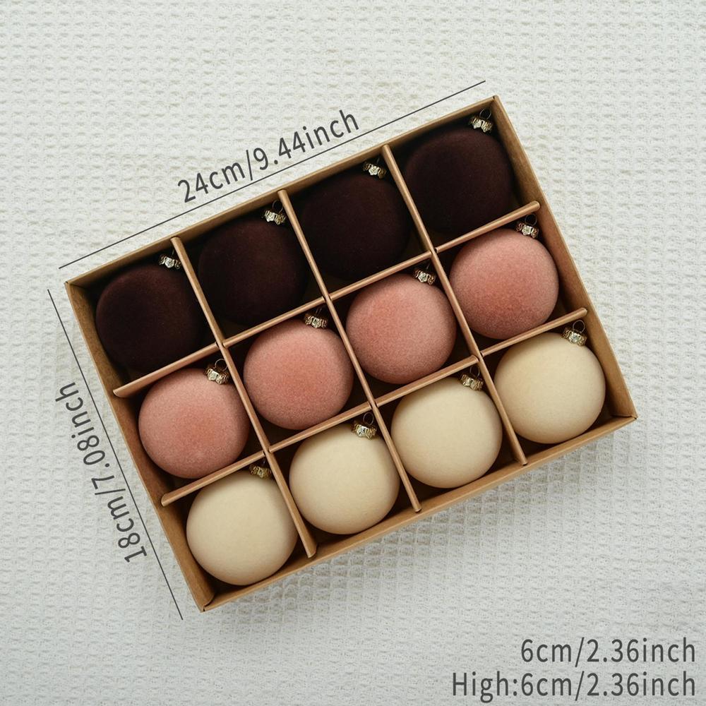 12pcs 6cm Flocked Balls Christmas Decorations Soft Christmas Tree Ball Ornaments Christmas Decorations Velvet Balls Home Decor