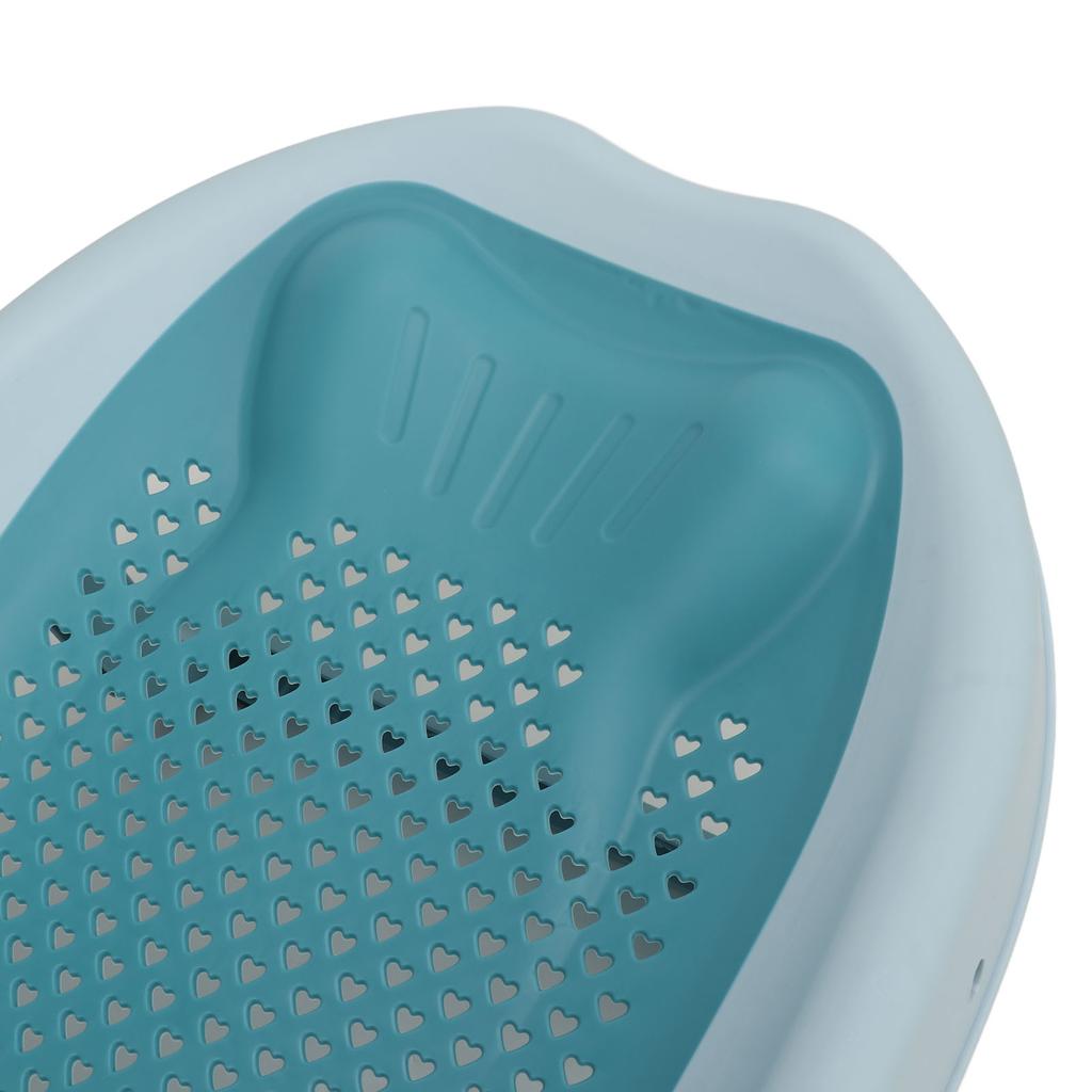 Baby Bath Support Home Foldable Ergonomic Heart Shaped Hollow Pattern Infant Bathtub Holder Rack Blue