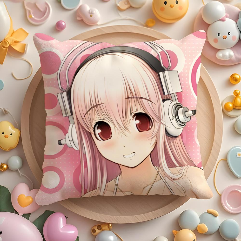 S-SUPER Anime S-SONICO Poszewka na poduszkę do domu i samochodu, wielofunkcyjna - Dwustronna, Miękka i Trwała do codziennego użytku