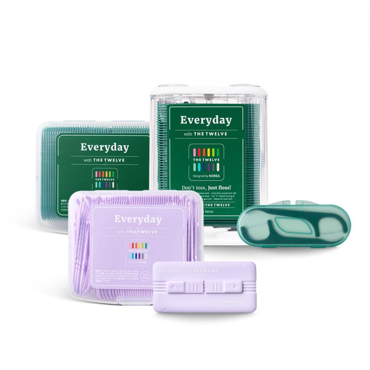 All-Day Dental Floss 5-Piece Set (Dispenser + Refill + Portable) 520 Pack green