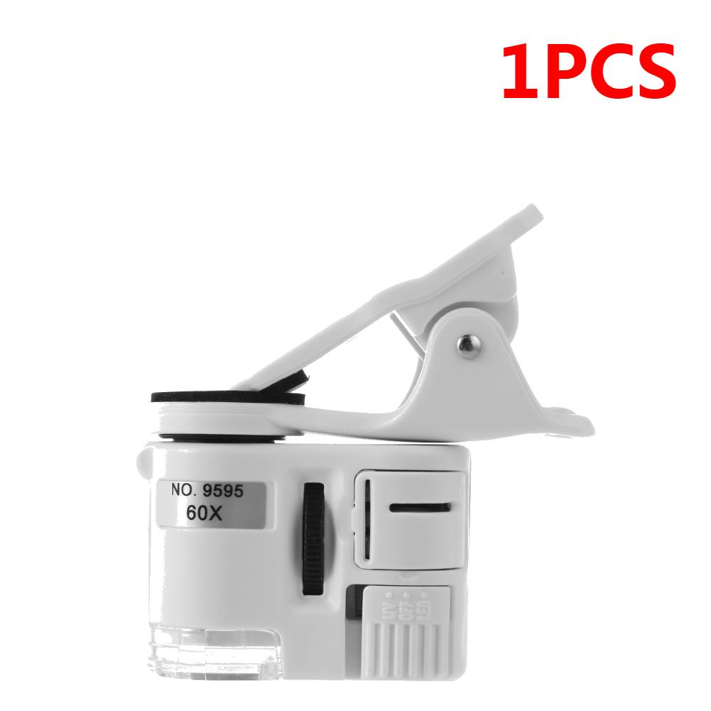 Universal Clip Mobile Phone Microscope 60X LED Jewelry Magnifying Glass Focusing Adjusted Pocket Microscope with LED UV Light