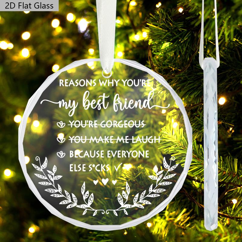 1pc/2pcs Christmas Friendship Ornament Friendship Gifts My Best Friend Ornament Christmas Tree Decoration Glass Ornament Xmas Gift