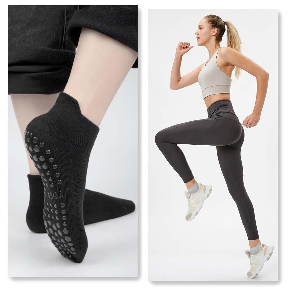 4 Pairs Non-Slip Breathable Yoga Socks for Women – Grip Socks for Pilates, Barre, Dance, and Workouts
