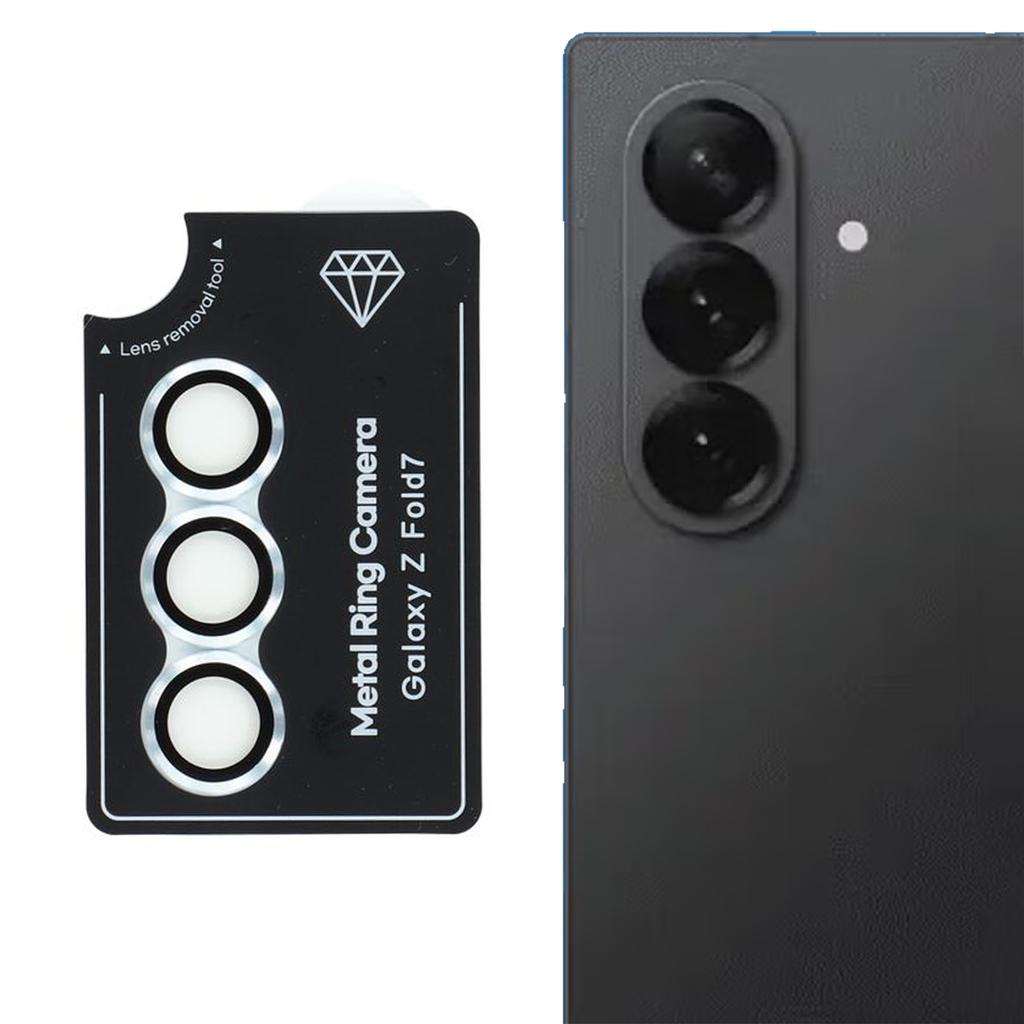 For Samsung Galaxy Z Fold7 5G Camera Lens Protector Set Electroplating Metal+Tempered Glass Individual Lens Film