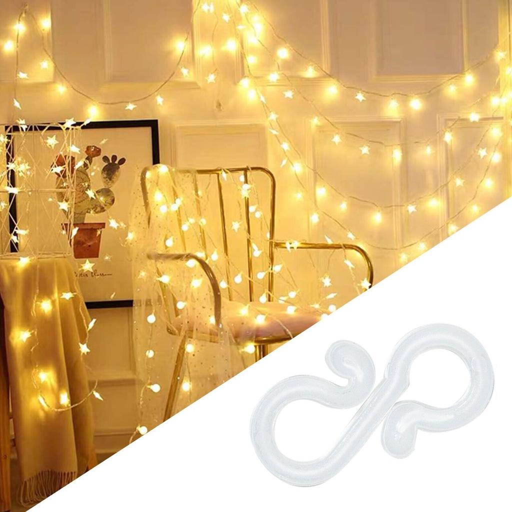 Pachet de 100 Cârlige Metalice Durabile pentru Agățat Lumini, Cleme pentru Lumini Șir Exterior, Clip pentru Lumini de Petrecere, Cârlig pentru Lumini de Crăciun