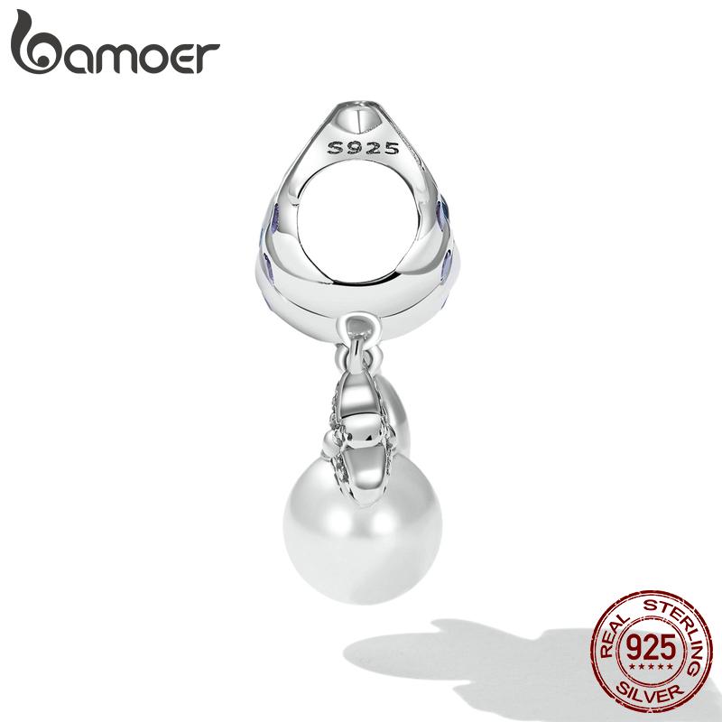 Bamoer 925 Sterling Silver Delicate Shell Pearl Pendant Fit DIY Charms Bracelet & Bangle Summer Beach Series Charms Fine Jewelry