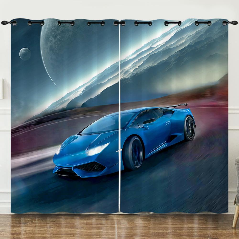 Curtain Race Racing 3D Digital Printing Blackout Curtain Punching