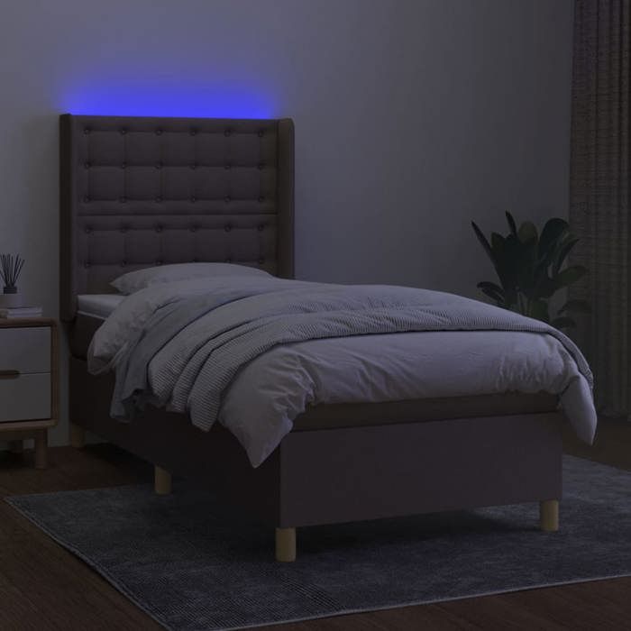 VidaXL Sommier à Lattes de Lit avec Matelas et LED, Lit Rembourré, Lit Simple, Lit Adulte de Chambre à Coucher Intérieur, 3139169