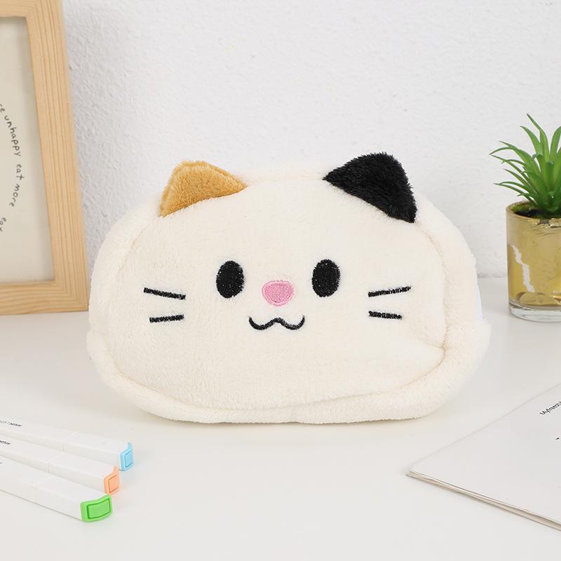 Creative Plush Cat Pencil Case For Students With Large Storage Capacity