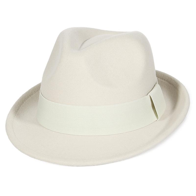 

GEMVIE Classic Short Brim Trilby Hats with Band for Women Men Panama Hat Party Church Fedoras 56-58cm бежевый