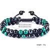 8MM Blue Tiger's Eye Black Magnet Bracelet Double Layer Handwoven Black Agate Double Row Bracelet Men's