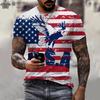 Summer Round Neck 3D American Flag Eagle Graphic Print Top Fashionable Casual Short Sleeved Men's T-shirts