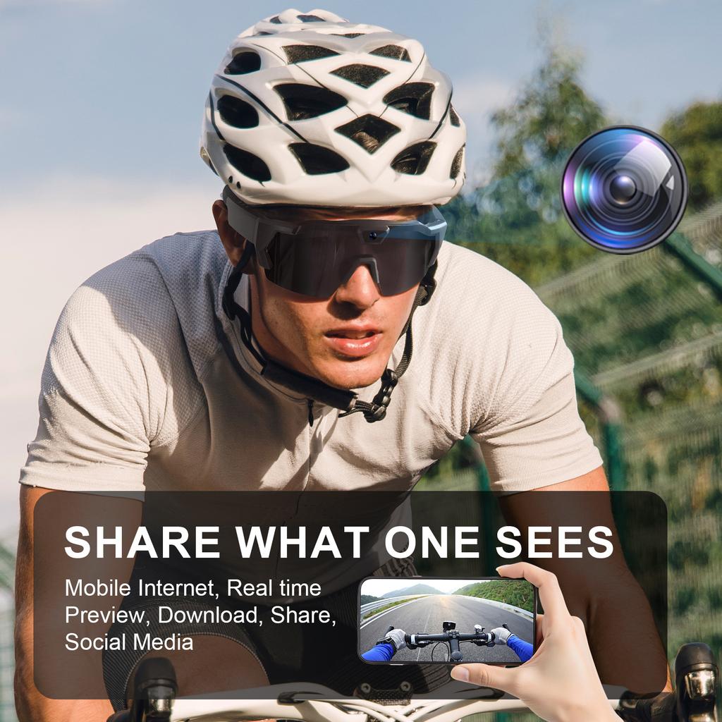 Smarte Brille 1200W Pixel HD Kamera Videoaufnahme Outdoor Radfahren Skifahren Winddicht Augenschutz Sonnenbrille Fahrradfahrer Videoaufnahmegerät Walk Cam