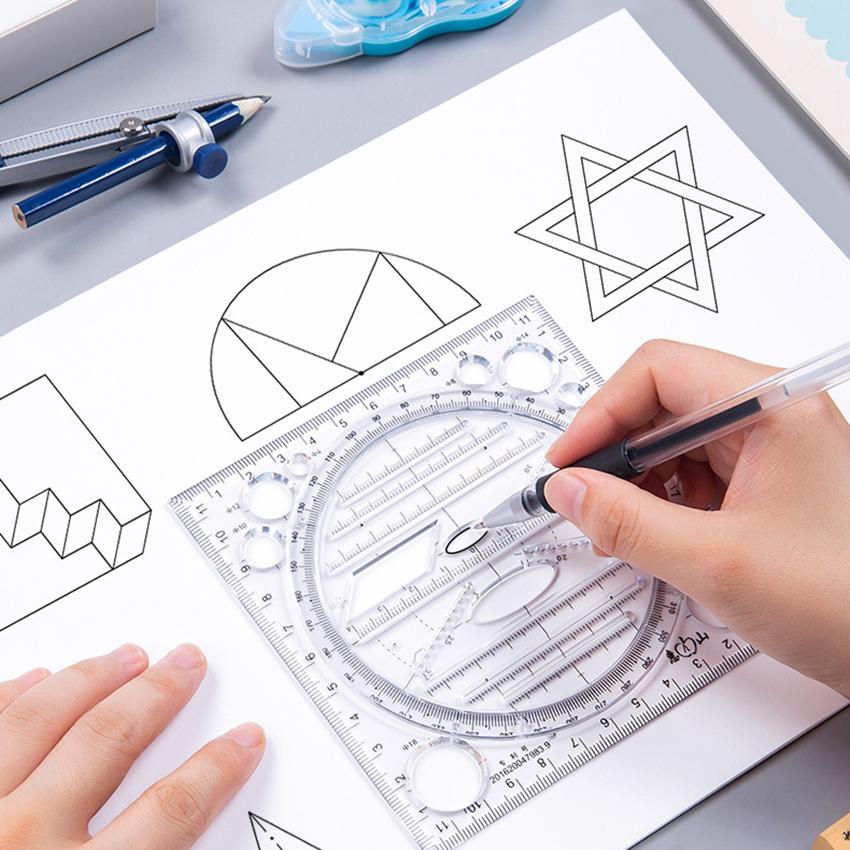 Modello di disegno ruotabile multifunzione Art Design Costruzione Architetto Geometria stereo Cerchio Redazione Scala di misurazione Righello