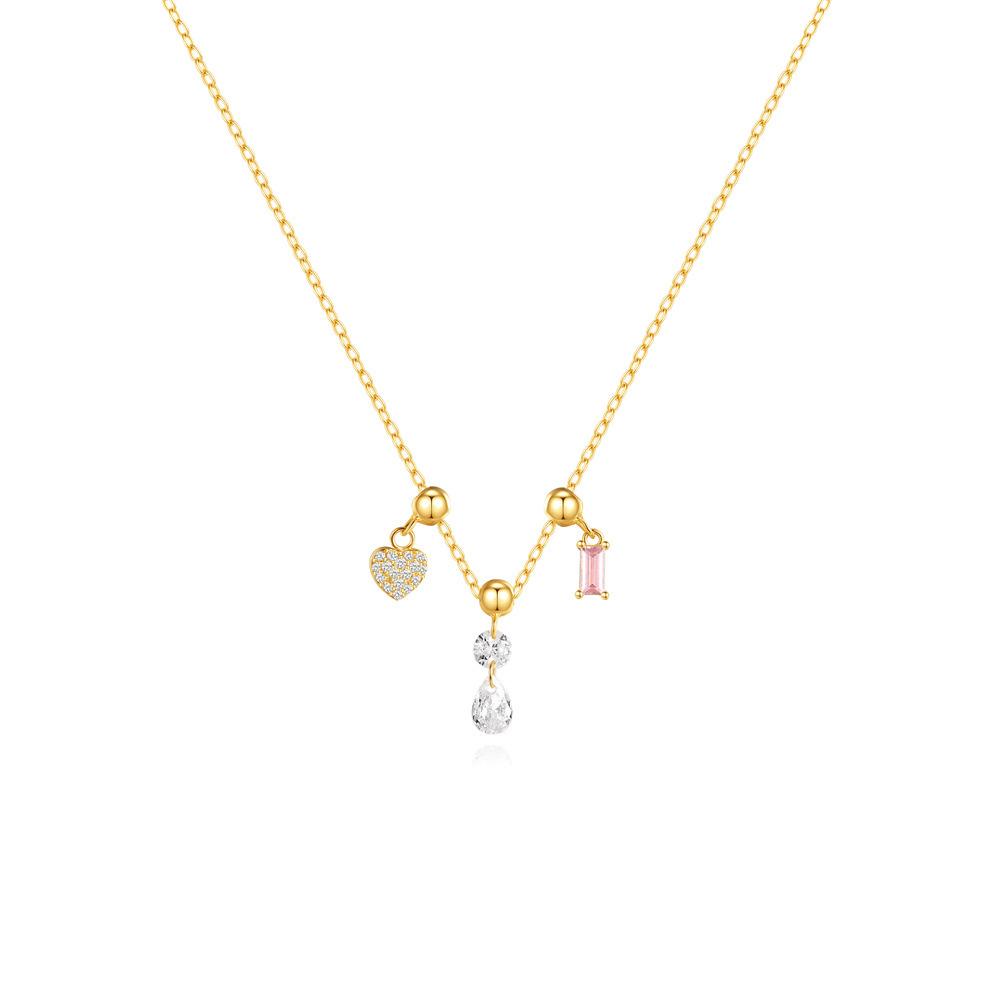 Removable Pendant Adjustable Accessories Trend Square Crystal Zircon Love Pendant Necklace Party Travel Jewelry