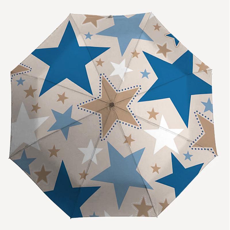 1PC Stars Circle Umbrella-8-Rib Reinforced Portable Folding Travel Suitable for All Seasons Outdoor Daily Use-G341
