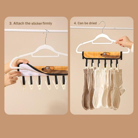 Portable Clothes Hanger Clothes Drying Hanger with 6 Clips Foldable Travel Laundry Organizer for Clothes Drying Rod Wardrobe Storage
