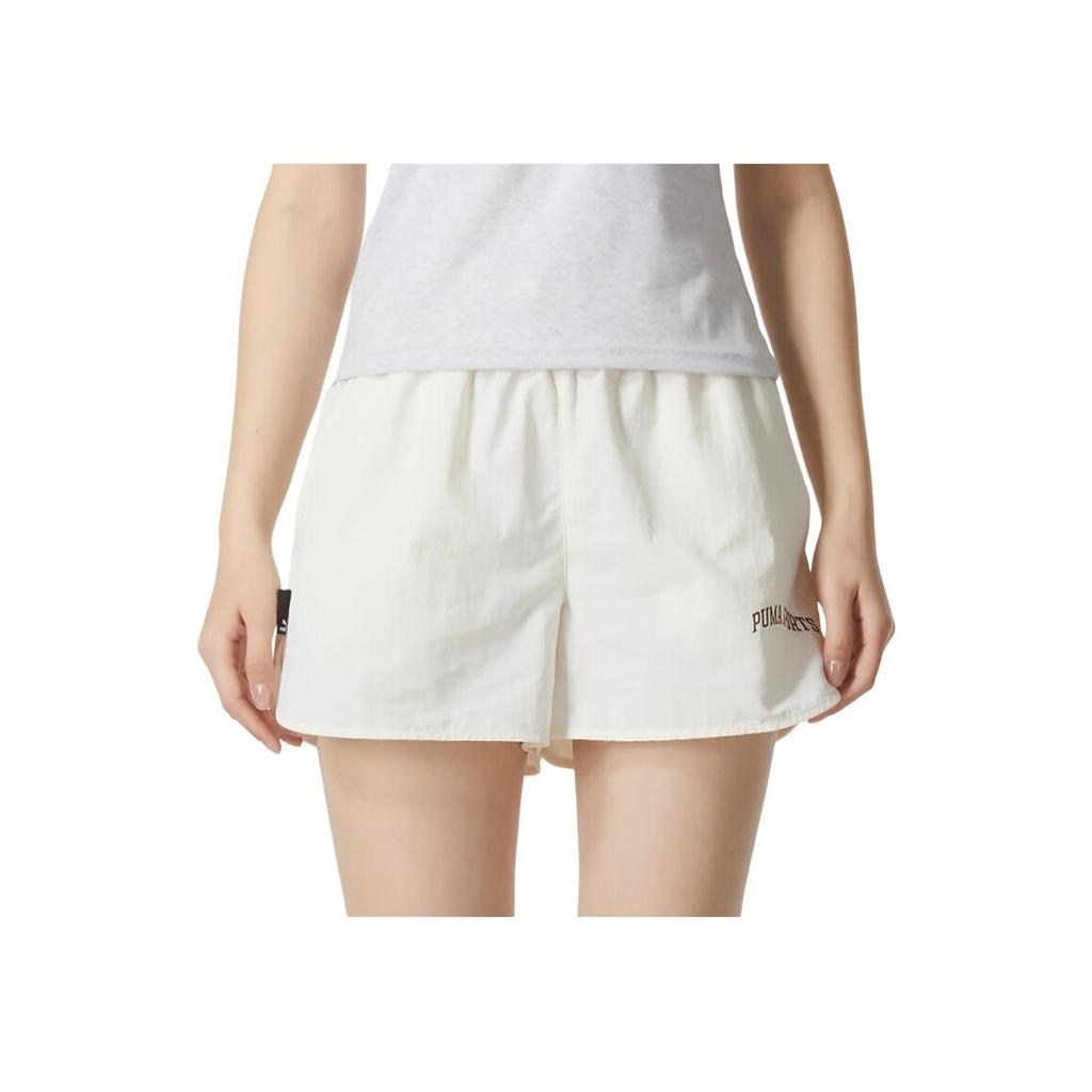 Puma Solid Color Comfortable Loose Breathable Mid Waist Casual Shorts Women shorts Cream 630357-65