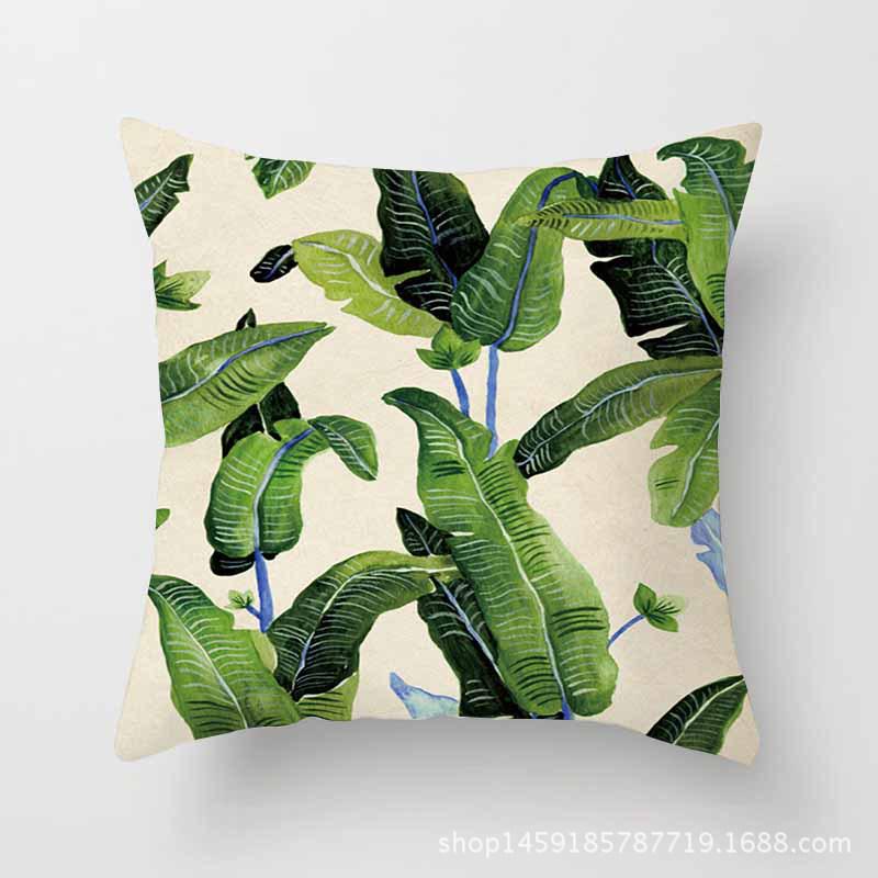 Fashion Tropical Plant Polyester Pillow Case Office Fabric Sofa Cushion Cover Home Polyester Pillow Case