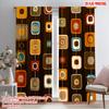 2pcs  2D Plane Printing Curtains&Window Treatment Retro Geometric Rings Versatile Polyester Fabric (without Rod) Decorations