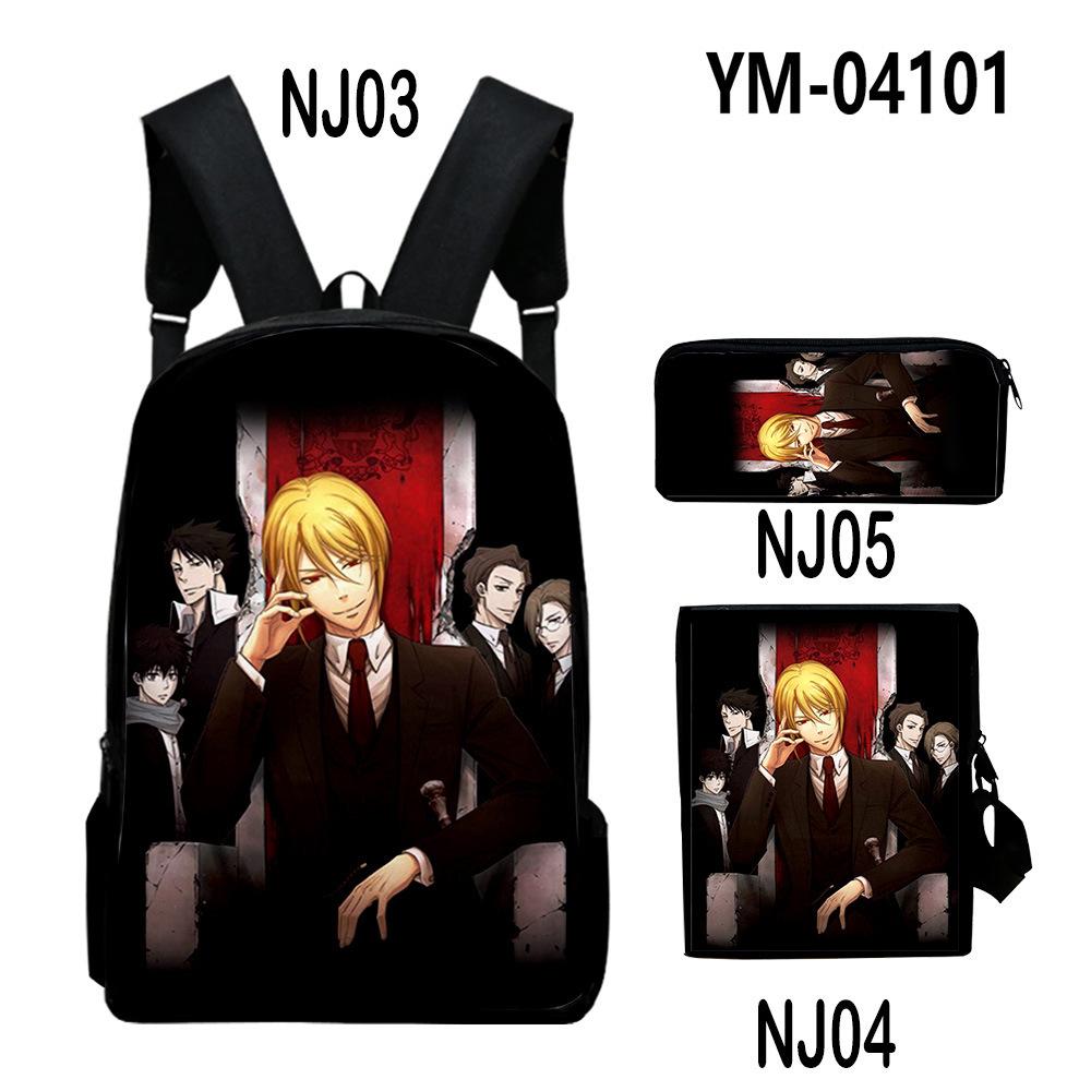 Nouveauté Classique Moriarty le Patriote Impression 3D 3 pièces/Ensemble Sacs d'école Sac à dos pour ordinateur portable Sac à dos Sac à bandoulière incliné Trousse à crayons