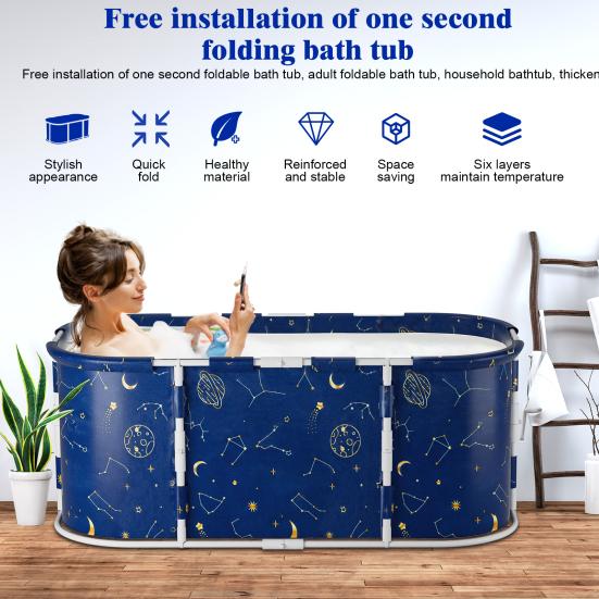 Baignoire Pliante 47", Baignoire Pliante Portable pour Adultes, Baignoire à Trempage pour Bain Chaud et Bain Glacé, Enveloppe Autoportante Pliante