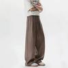 Pleated linen pants men's summer thin breathable drape straight pants teen loose trousers