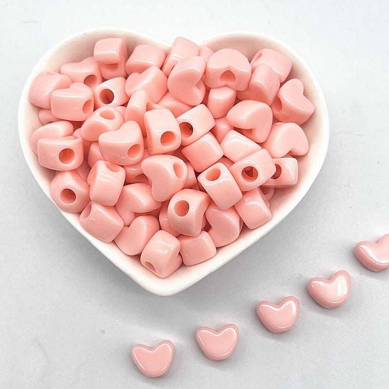 30pcs 11mm Candies Colour Big Hole Heart-shaped Acrylic Loose Spacer Beads for Jewelry Making DIY Accessories