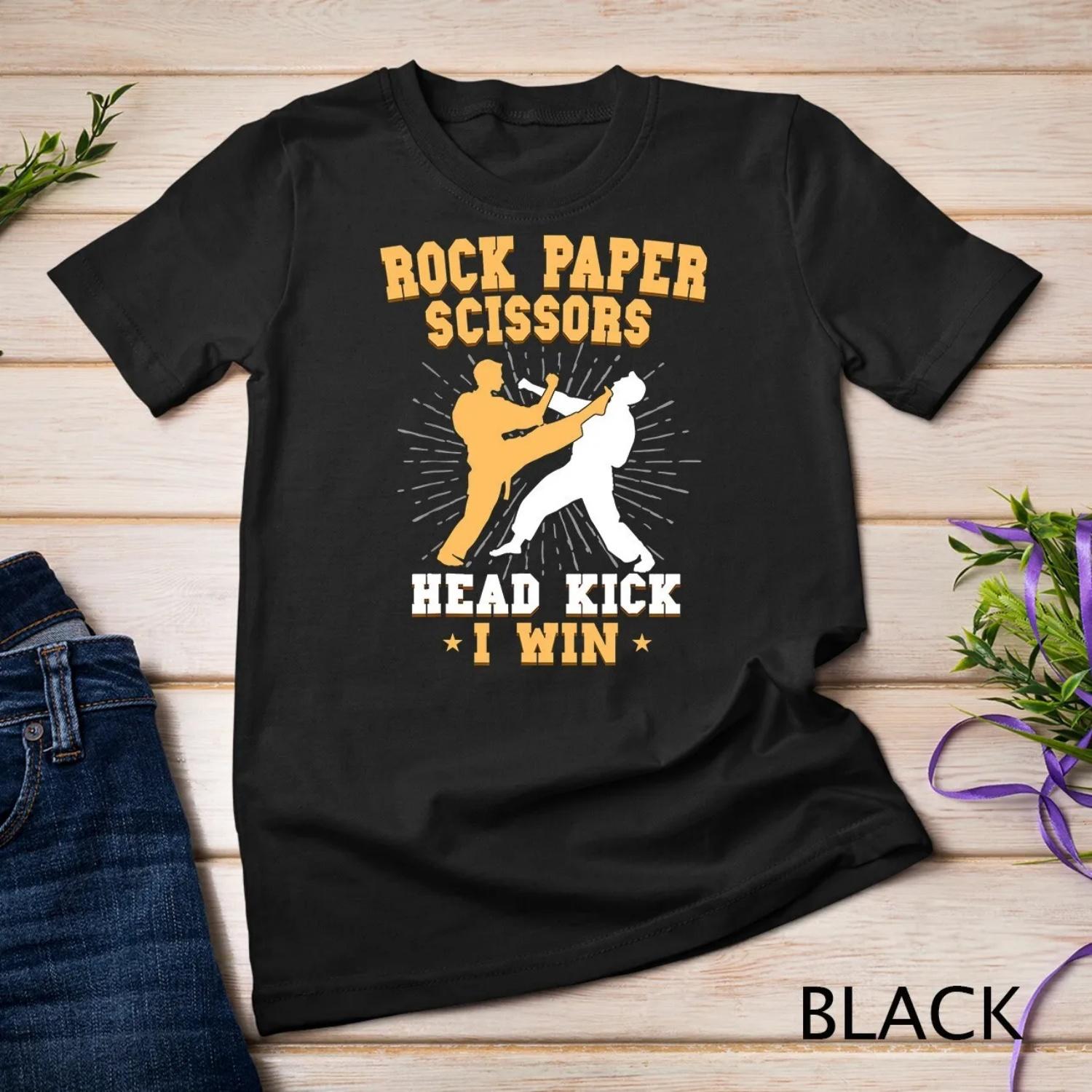 Rock Paper Scissors Head Kick I Win Taekwondo Martial Art T shirt S