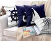 Sailboat Anchor Nautical Square Rudder Blue Pillow Cover Sofa Cushion Cover Home Decoration Can Be Customized for You 40x40