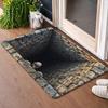 Halloween Trick Skeleton Stone Pit 3D Optical Illusion Flat Entry Mat Non Slip Absorbent Rug Party Bedroom Holiday Decor