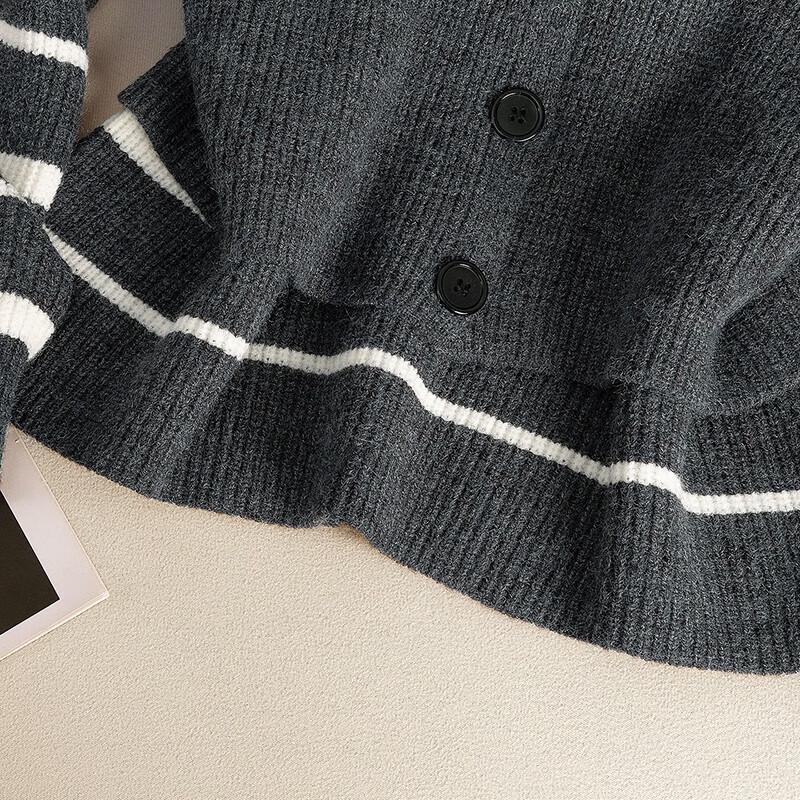 Women's Faux Two-Piece Color Block Striped Sweater