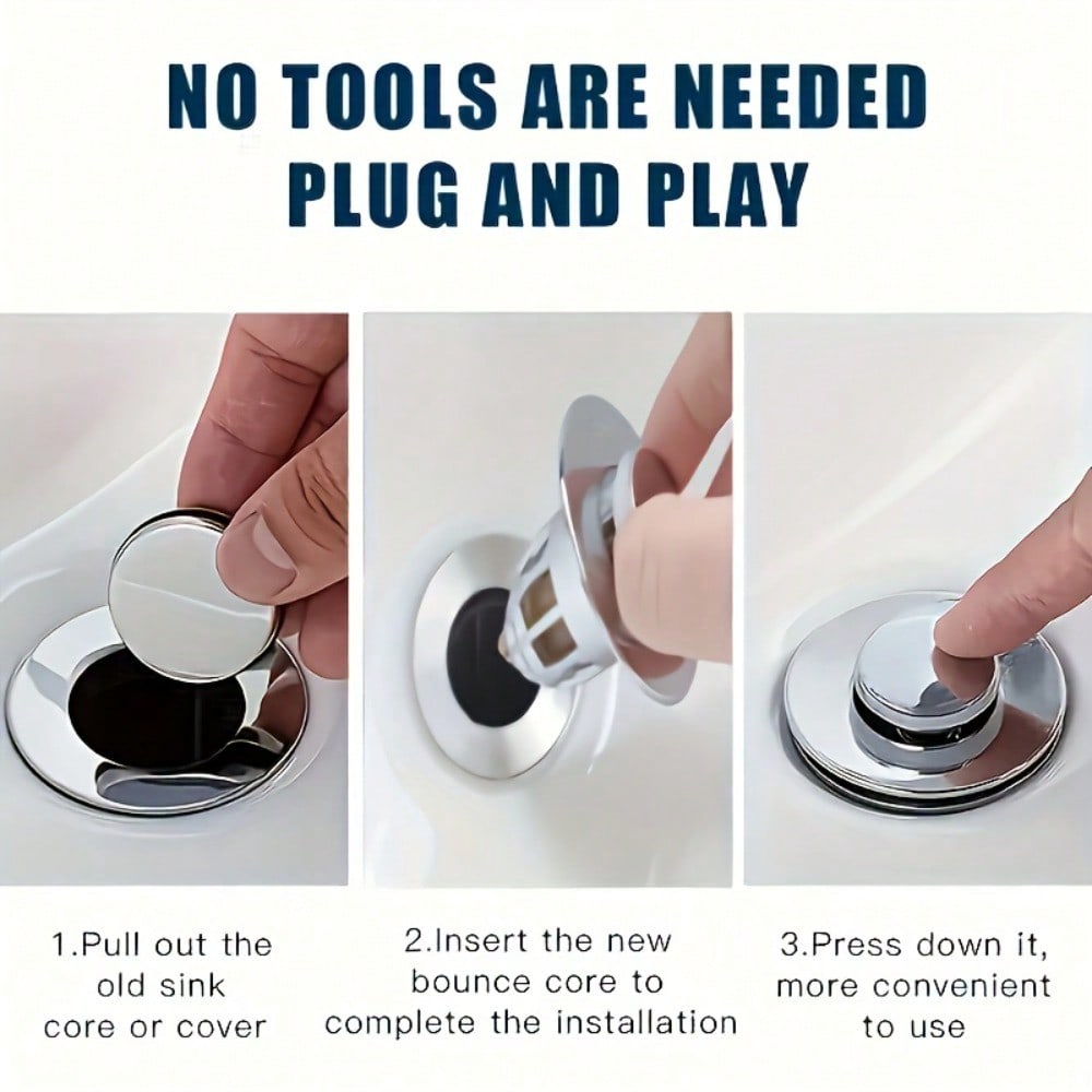 1pc, Universal Sink Drain Plug, Plastic Pop-Up Core for Washbasin, Odor-Proof Accessory for Washbasin Drainage