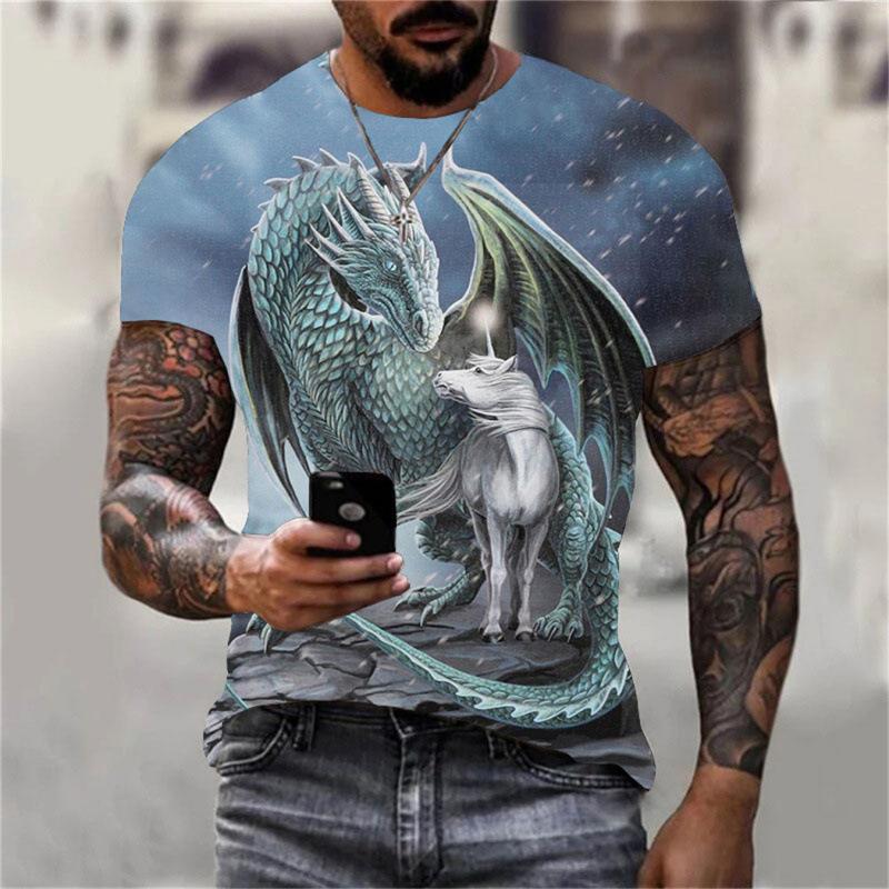 Creative Animal Dragon 3D Printed Short Sleeved T-shirt Fashionable Comfortable Soft Breathable Large Loose Wonens T-shirt