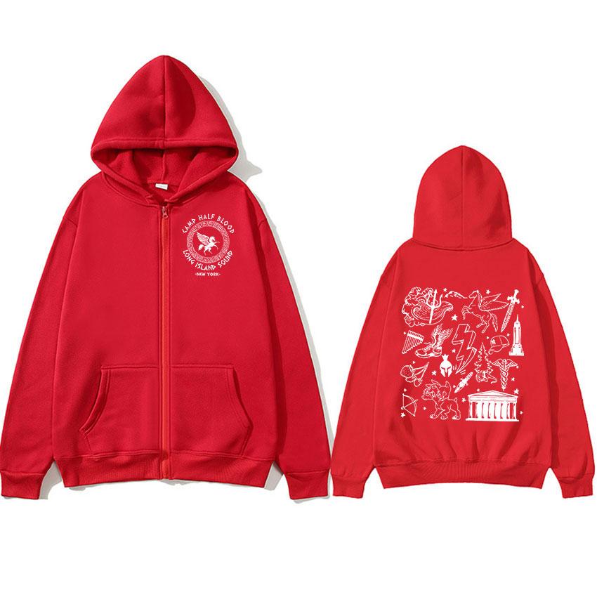 Camp Half Blood Percy Jackson Zipper Hoodie Long Island Sound Casual Oversized Zip Up Sweatshirt Men Women Coats Hoodies