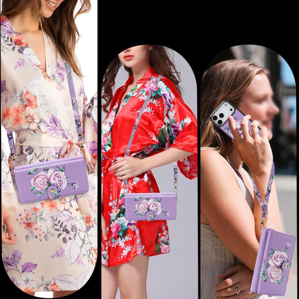 2 in 1 Abnehmbare Blumen-Geldbörse Kartenetui für iPhone 17 17Air 16 15 14 Plus 13 12 Pro Max Umhängeband Magsafe Ladehülle