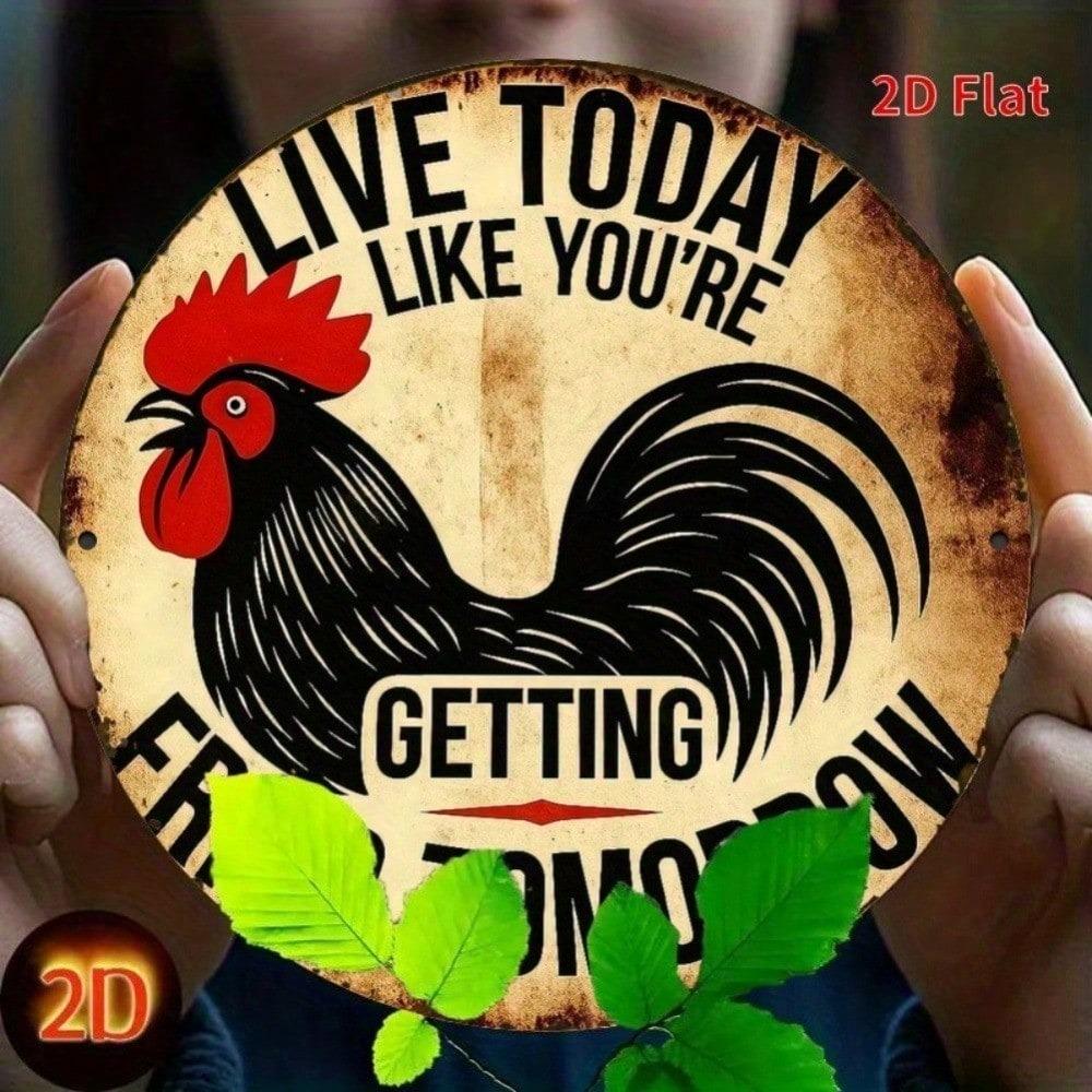 Vintage Rooster Metal Wall Decor Farmhouse Kitchen Tin Sign Funny Gift For Home