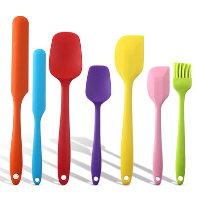 Ensemble de 7 spatules en silicone Pinceau à huile Pinceau Racloirs à gâteau Ustensiles de cuisine Outils pour cuisiner Mélanger