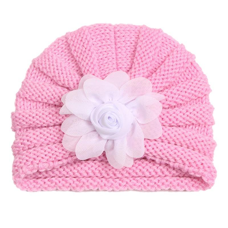Autumn and winter new baby wool flower hat, children's warm flower pullover hat, baby hat
