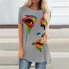 Fashion Cartoon Portrait 3D Print Women T-shirt With O Neck White Short Sleeve Women Clothes Leisure Summer Tops Pullover