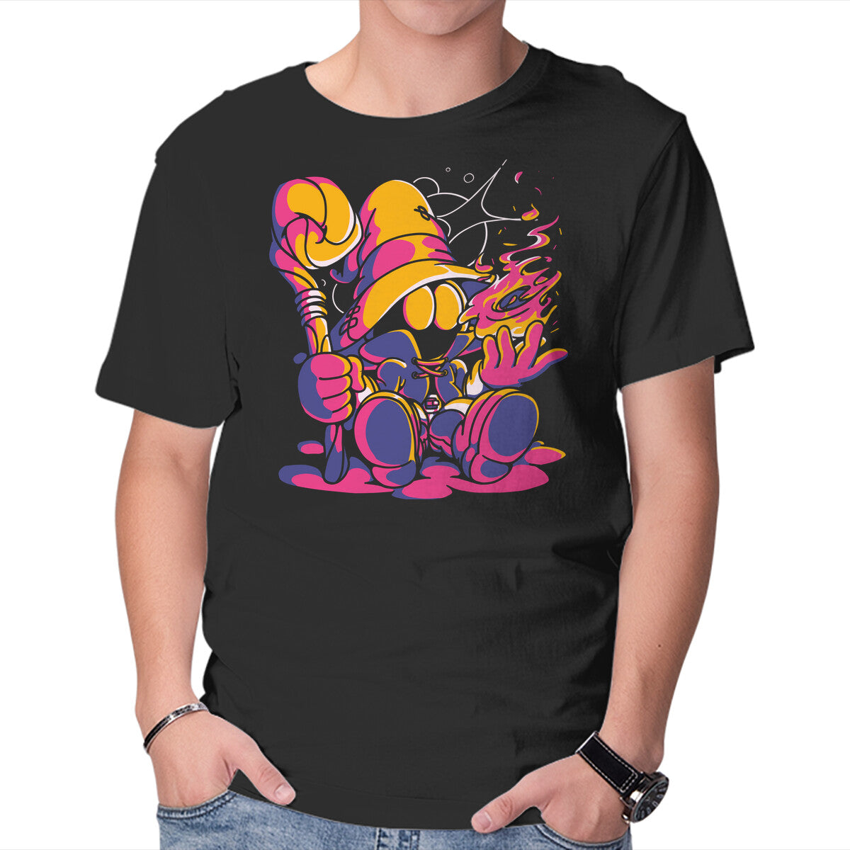 Unisex Crew Neck T-Shirt Casting Fire Graphic Short Sleeve Casual Tee XL