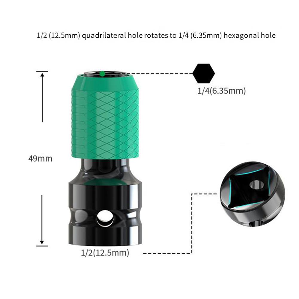 

1/5pcs 1/2 Inch Square Drive To 1/4 Inch Hex Socket Adapter Converter Chuck Adapter For Impact Air And Electric Wrench