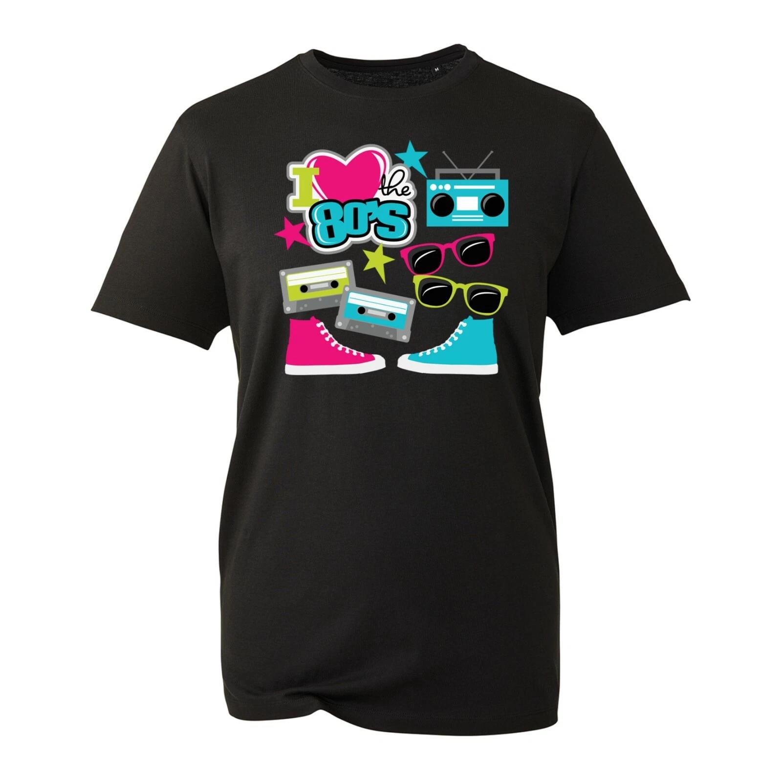 I Love 80 s T-Shirt, Retro Vintage Music Fancy Retro Outfit Funny Unisex Top M