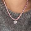 Luvinball Heart Ribbon Chain Necklace