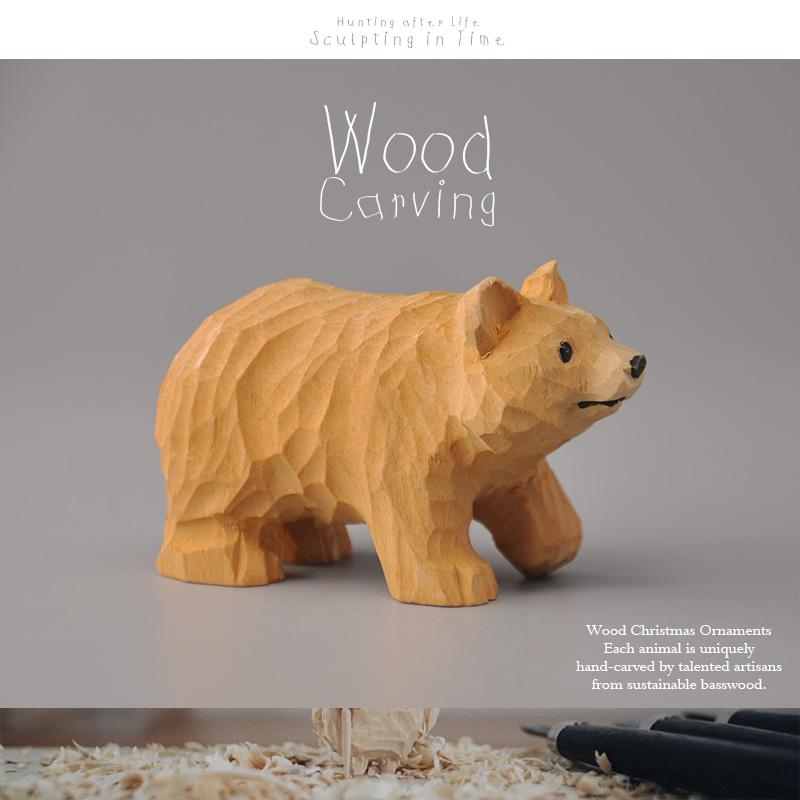 Einzigartige Holzschnitzerei Braunbär Tiermodell Rein Handgefertigt Massivholz Geschnitztes Tier Dekorative Wohnaccessoires Schreibtischzubehör