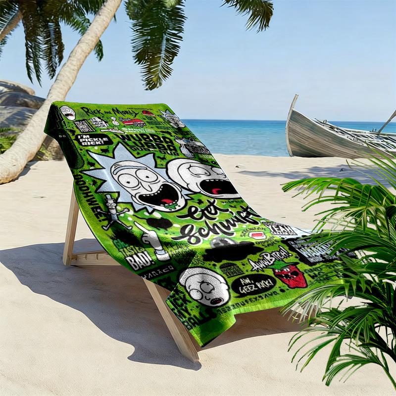 Morty Rick Print Beach Towel, Large Soft Quick Dry Towel for Beach Camping Swimming
