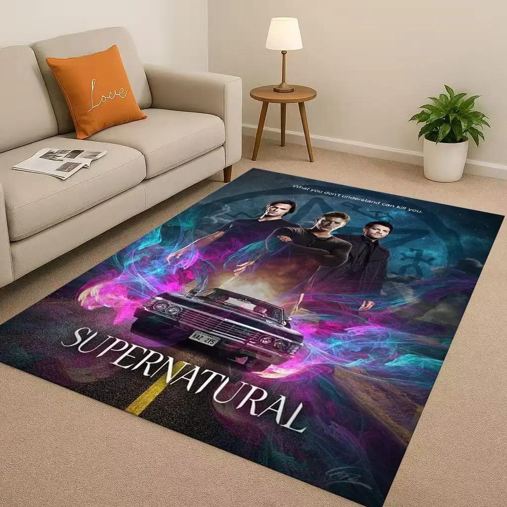 3D Supernatural Sam Dean Winchester TV Living Room Non-Slip Area Rug Soft Carpet for Bedroom Playroom Sofa,Home Decor Doormat